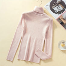 Load image into Gallery viewer, Woherb Shiny Lurex Autumn Winter Turtleneck Sweater Women Pullover Jumper Basic Sweaters 2020 Korean Style Stretch Knit Tops