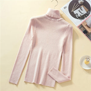 Woherb Shiny Lurex Autumn Winter Turtleneck Sweater Women Pullover Jumper Basic Sweaters 2020 Korean Style Stretch Knit Tops