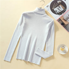 Load image into Gallery viewer, Woherb Shiny Lurex Autumn Winter Turtleneck Sweater Women Pullover Jumper Basic Sweaters 2020 Korean Style Stretch Knit Tops