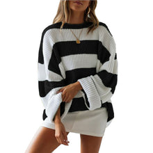 Load image into Gallery viewer, Casual Red Oversized Striped Sweater Women Autumn 2020 Batwing Long Sleeve Loose Pullover Winter Knitted Ladies Jumper White