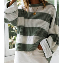 Load image into Gallery viewer, Casual Red Oversized Striped Sweater Women Autumn 2020 Batwing Long Sleeve Loose Pullover Winter Knitted Ladies Jumper White