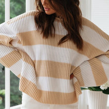 Load image into Gallery viewer, Casual Red Oversized Striped Sweater Women Autumn 2020 Batwing Long Sleeve Loose Pullover Winter Knitted Ladies Jumper White