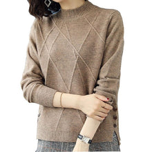 Load image into Gallery viewer, Women Button Color Matching Knit Short Hollow Long Sleeve Casual Warm Loose Sweater New Arrival