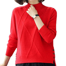 Load image into Gallery viewer, Women Button Color Matching Knit Short Hollow Long Sleeve Casual Warm Loose Sweater New Arrival