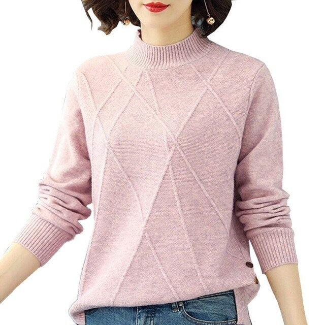 Women Button Color Matching Knit Short Hollow Long Sleeve Casual Warm Loose Sweater New Arrival