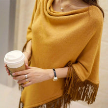 Load image into Gallery viewer, New Women Ladies Cape Coat Poncho Bohemian Striped Coat Winter Warm Tassel Shawls Poncho Knitted Shawl Cardigans Sweater Fashion