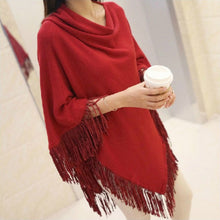 Load image into Gallery viewer, New Women Ladies Cape Coat Poncho Bohemian Striped Coat Winter Warm Tassel Shawls Poncho Knitted Shawl Cardigans Sweater Fashion