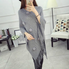 Load image into Gallery viewer, New Women Ladies Cape Coat Poncho Bohemian Striped Coat Winter Warm Tassel Shawls Poncho Knitted Shawl Cardigans Sweater Fashion