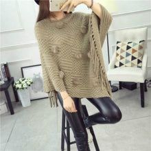 Load image into Gallery viewer, New Women Ladies Cape Coat Poncho Bohemian Striped Coat Winter Warm Tassel Shawls Poncho Knitted Shawl Cardigans Sweater Fashion