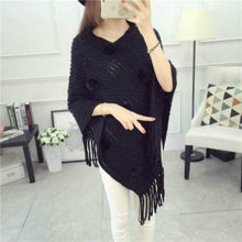 Load image into Gallery viewer, New Women Ladies Cape Coat Poncho Bohemian Striped Coat Winter Warm Tassel Shawls Poncho Knitted Shawl Cardigans Sweater Fashion
