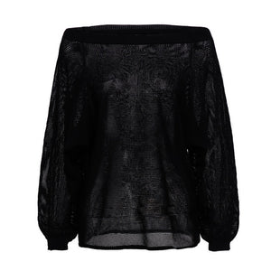 Womens Sweater Slash Neck Off Shoulder Knitted Pullover Spring Autumn Sweaters Loose Ladies Jumper 2019 New Arrival Knitwear