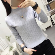Load image into Gallery viewer, Winter Sweater Women 2018New Fashion Half-Turtleneck Knitted Pullover Slim Large Size Knit Bottom Shirt Women Clothing IOQRCJV 8