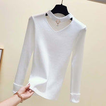 Load image into Gallery viewer, Korean Sweaters For Women Basic High Elastic Knitted Sweater Woman Sexy V-Neck Pullovers Long Sleeve Slim Pull Femme 2018 GKFNMT