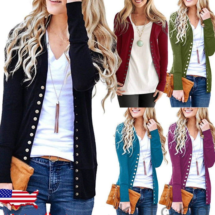 2018 Fashion Autumn Winter Women Casual Long Sleeve Knitted Cardigans New Ladies Button Sweaters Plus Size S-2XL