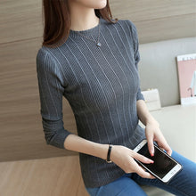 Load image into Gallery viewer, 2019 New High Quality Autumn Winter Women Sweater Pullovers Knitwear Solid Half Turtleneck Long Sleeve Sexy Slim Chandail Femme