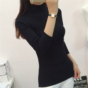 2019 Ladies half turtleneck sweaters in winter female long sleeved long sleeve head thickened slim female coat shirt