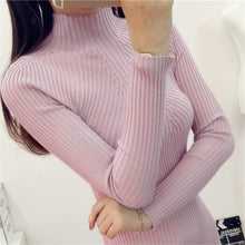 Load image into Gallery viewer, 2019 Ladies half turtleneck sweaters in winter female long sleeved long sleeve head thickened slim female coat shirt