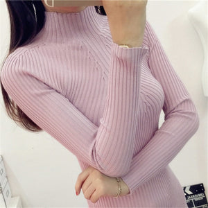 2019 Ladies half turtleneck sweaters in winter female long sleeved long sleeve head thickened slim female coat shirt