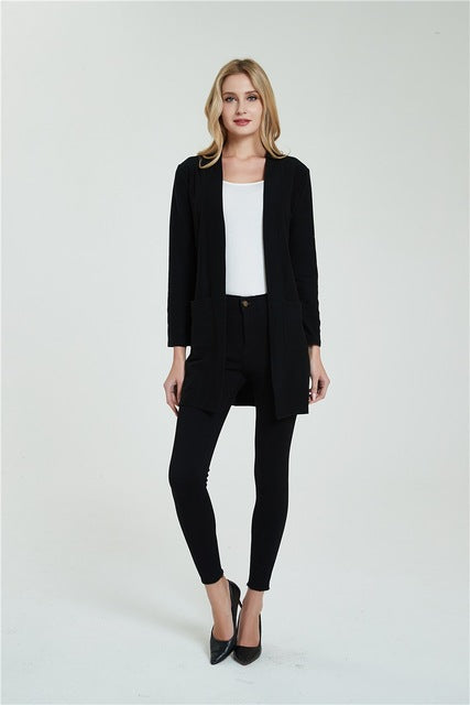 Cardigan Women Long Sleeve New Female Elegant Pocket Knitted Outerwear Sweater High Quality