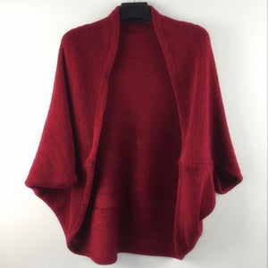 Autumn Women's Shawl Bat Sleeve Loose Knitted Sweater Cardigans Casual High Street Long Sleeve Cardigan Outwear poncho