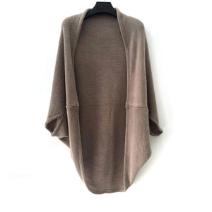 Autumn Women's Shawl Bat Sleeve Loose Knitted Sweater Cardigans Casual High Street Long Sleeve Cardigan Outwear poncho