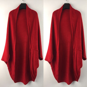 Autumn Women's Shawl Bat Sleeve Loose Knitted Sweater Cardigans Casual High Street Long Sleeve Cardigan Outwear poncho